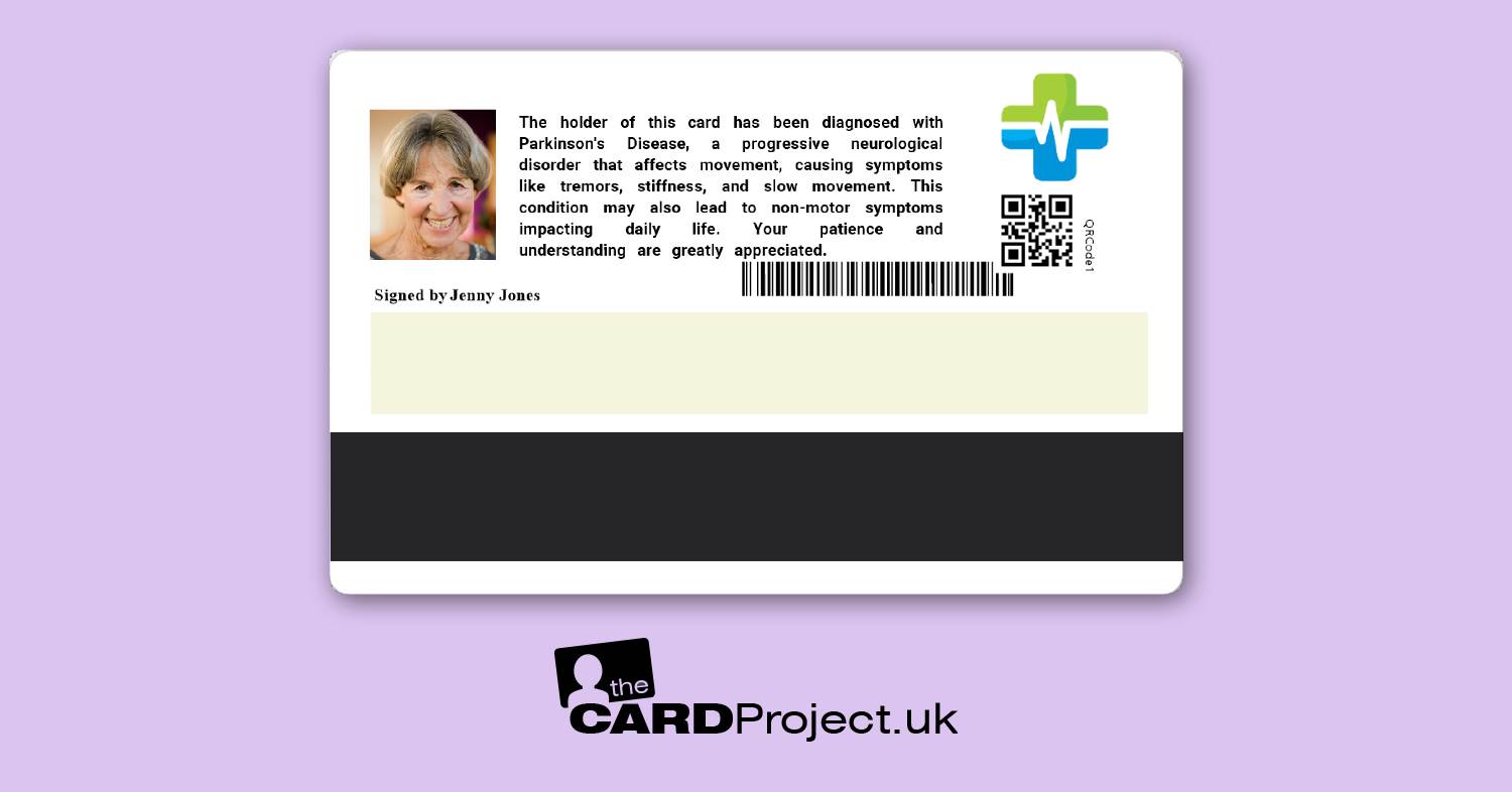 Parkinson's Disease Premium Medical Photo ID Card  (REAR)